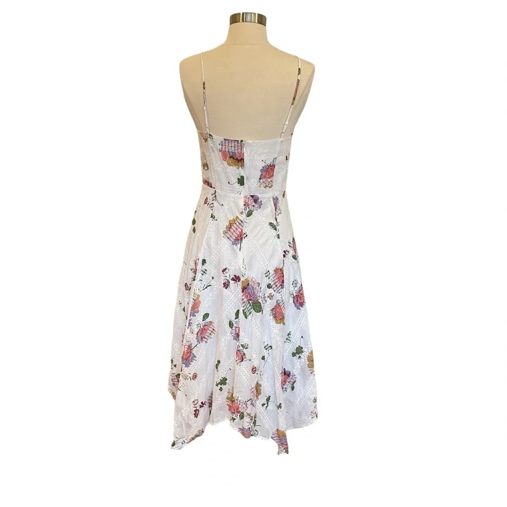 Wayf Hampshire Handkerchief Dress in Floral Printed Eyelet Lace Like New - Picture 6 of 11
